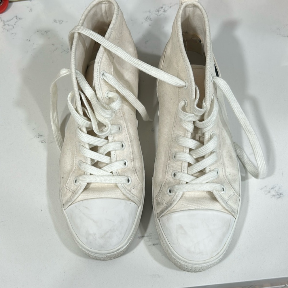 Tory Burch Classic White High Top Canvas Sneakers size 8